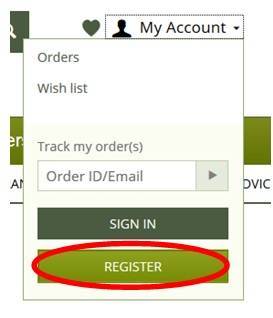 Register for account screenshot